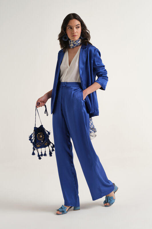 Malìparmi SHINY CADY TROUSERS Cobalt JH807550631