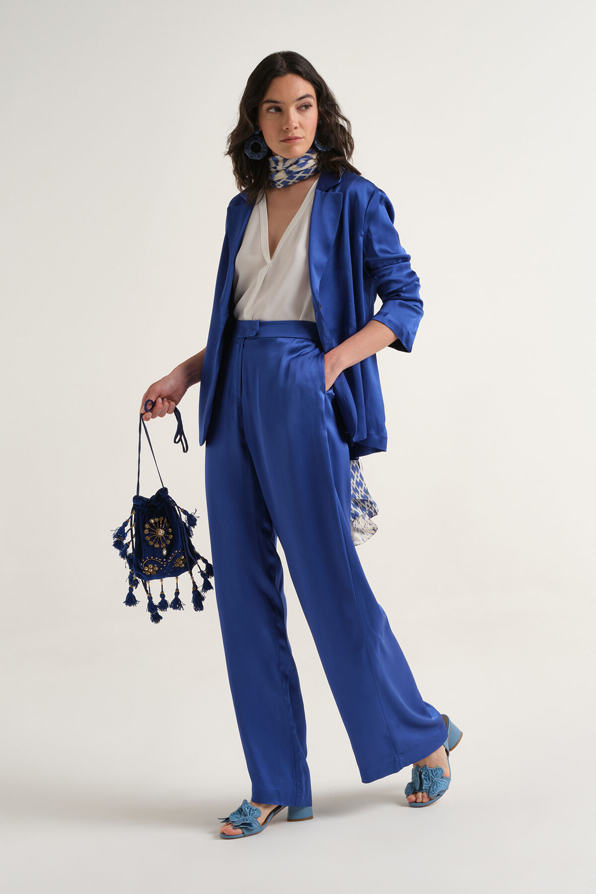 Malìparmi SHINY CADY TROUSERS Cobalt JH807550631