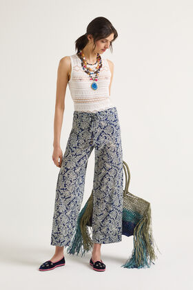 Maliparmi MAGICAL FLOWER TROUSERS Blue JH756815207