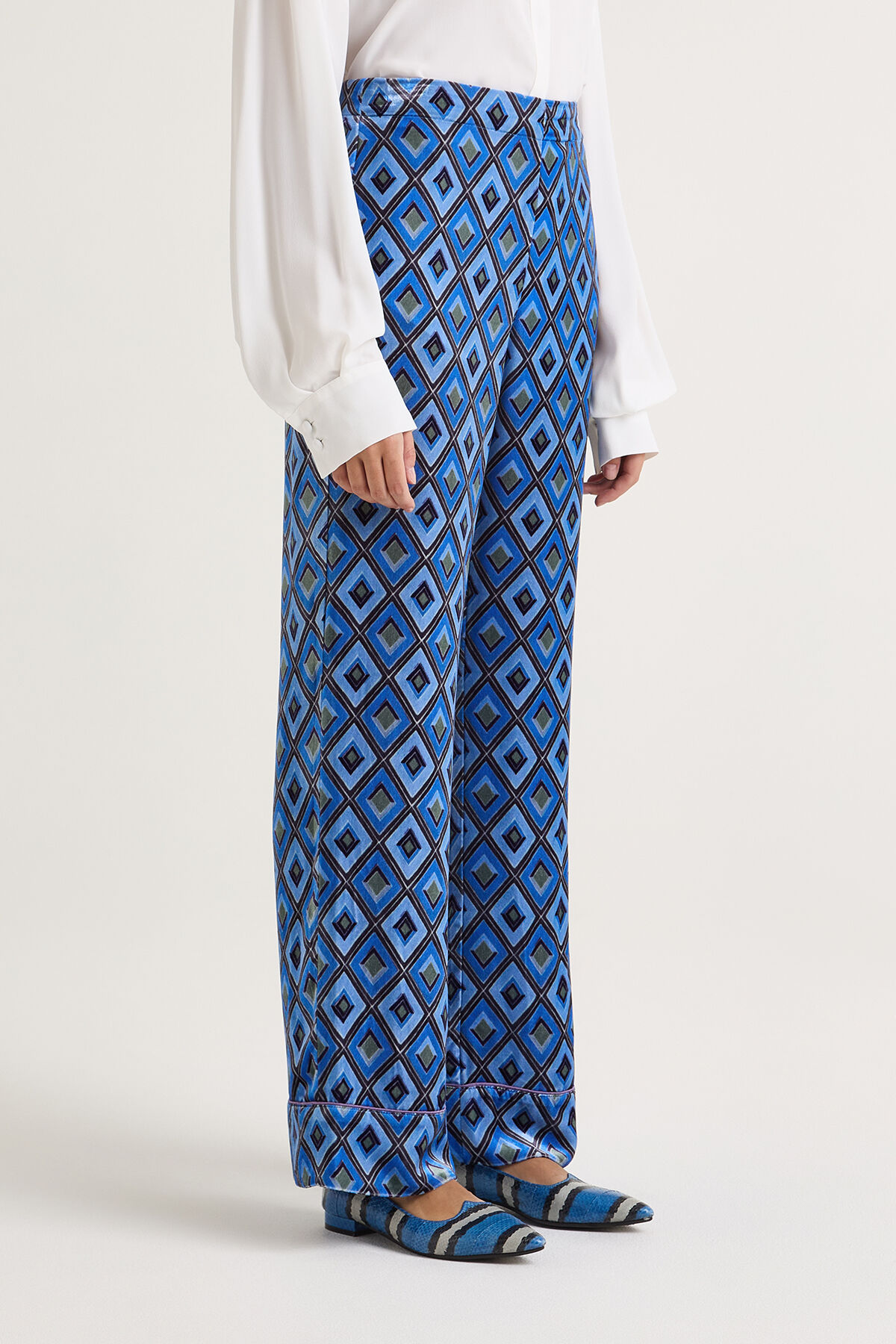 Maliparmi VELVET PRINTS TROUSERS Blue JH805260092