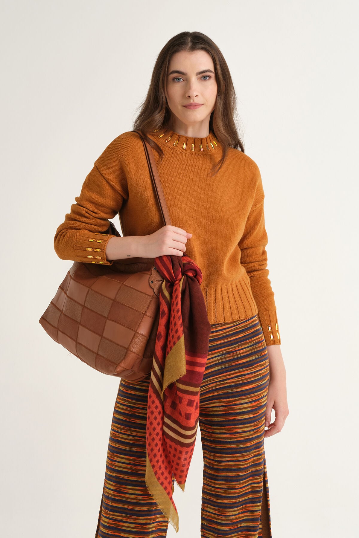 Maliparmi WOOL EMBROIDERY KNIT Umber JQ512875100 Maliparmi WOOL EMBROIDERY KNIT Umber JQ512875100