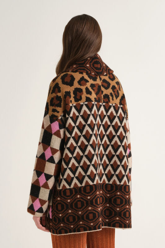 Maliparmi KNIT GRAPHIC DANCE OVERCOAT Brown JB540678220 Maliparmi KNIT GRAPHIC DANCE OVERCOAT Brown JB540678220