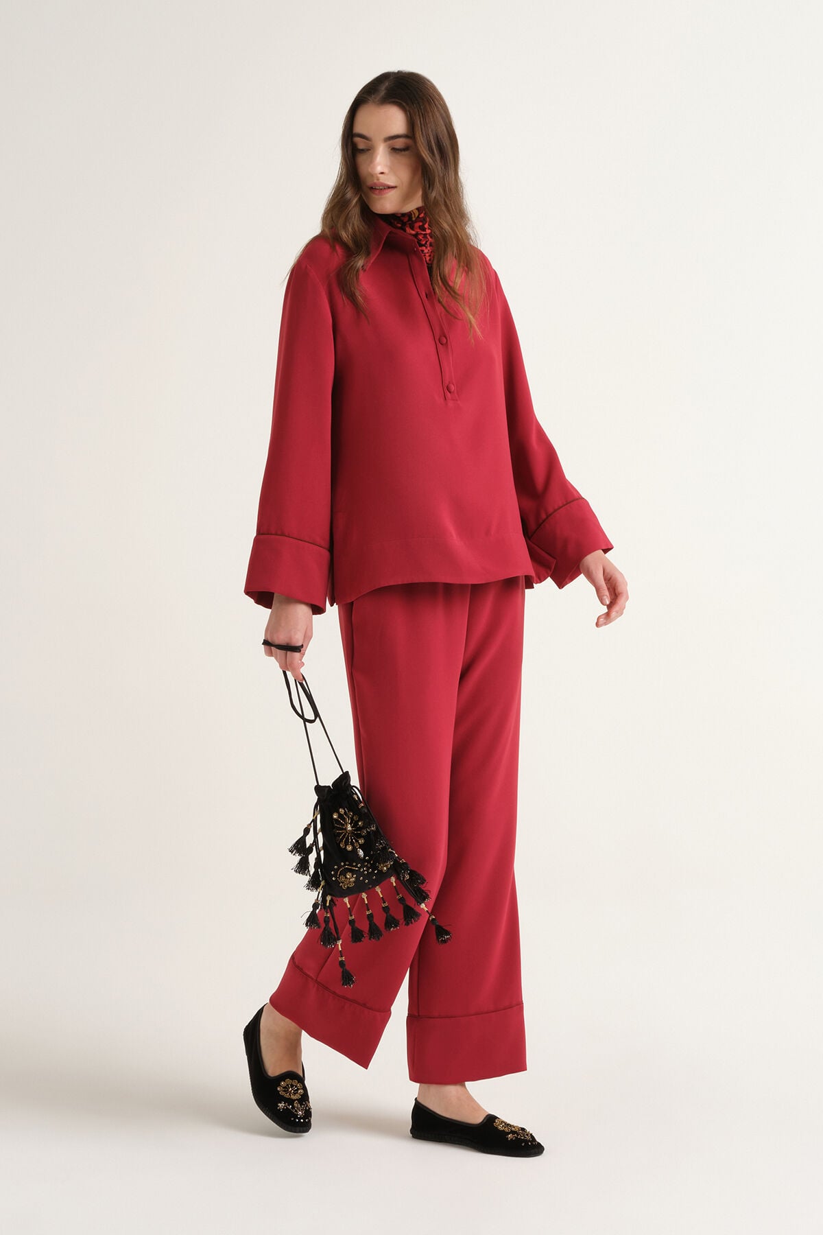 Maliparmi SABLÉ CREPE TROUSER Crimson JH807950166 Maliparmi SABLÉ CREPE TROUSER Crimson JH807950166