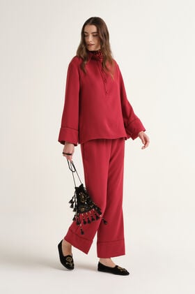 Maliparmi SABLÉ CREPE TROUSER Crimson JH807950166 Maliparmi SABLÉ CREPE TROUSER Crimson JH807950166