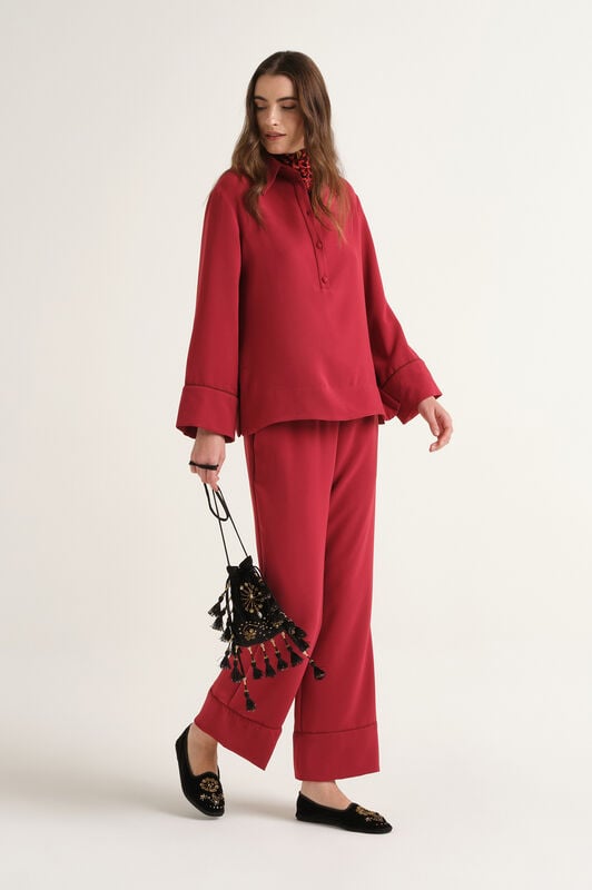Maliparmi SABLÉ CREPE TROUSER Crimson JH807950166 Maliparmi SABLÉ CREPE TROUSER Crimson JH807950166
