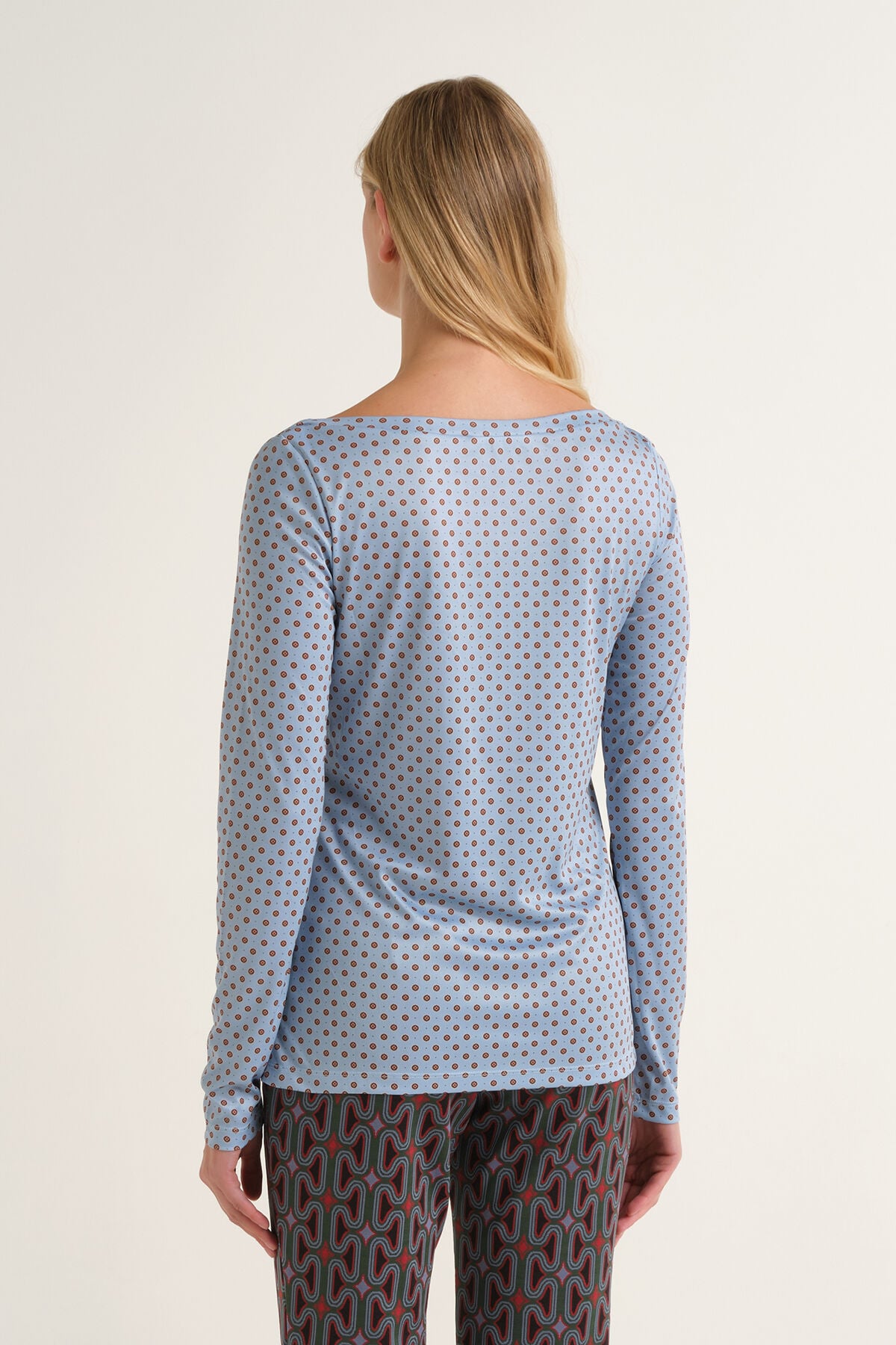 Maliparmi MICRO PRINT JERSEY T-SHIRT Light Blue JK025770654