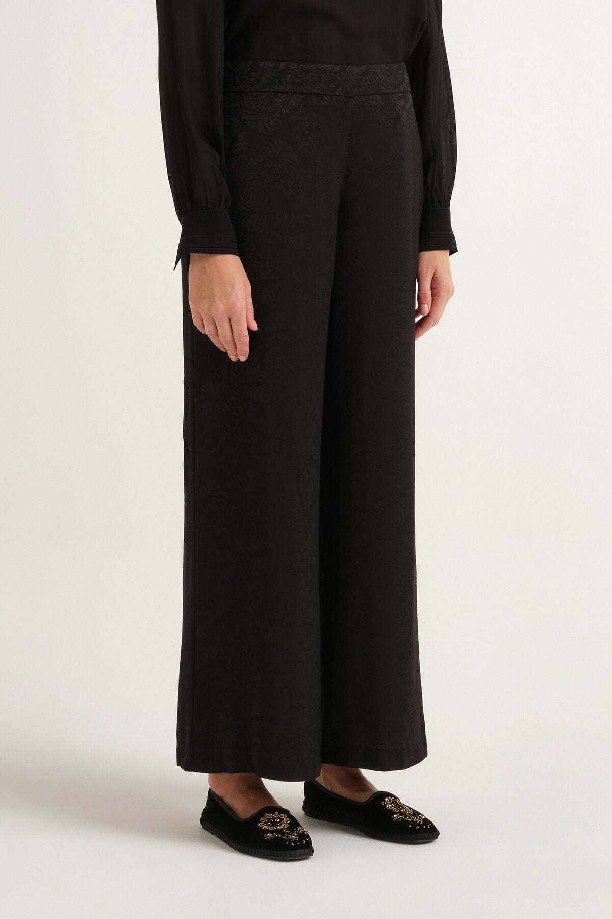 Maliparmi DAMASK JACQUARD TROUSER Black JH805350684