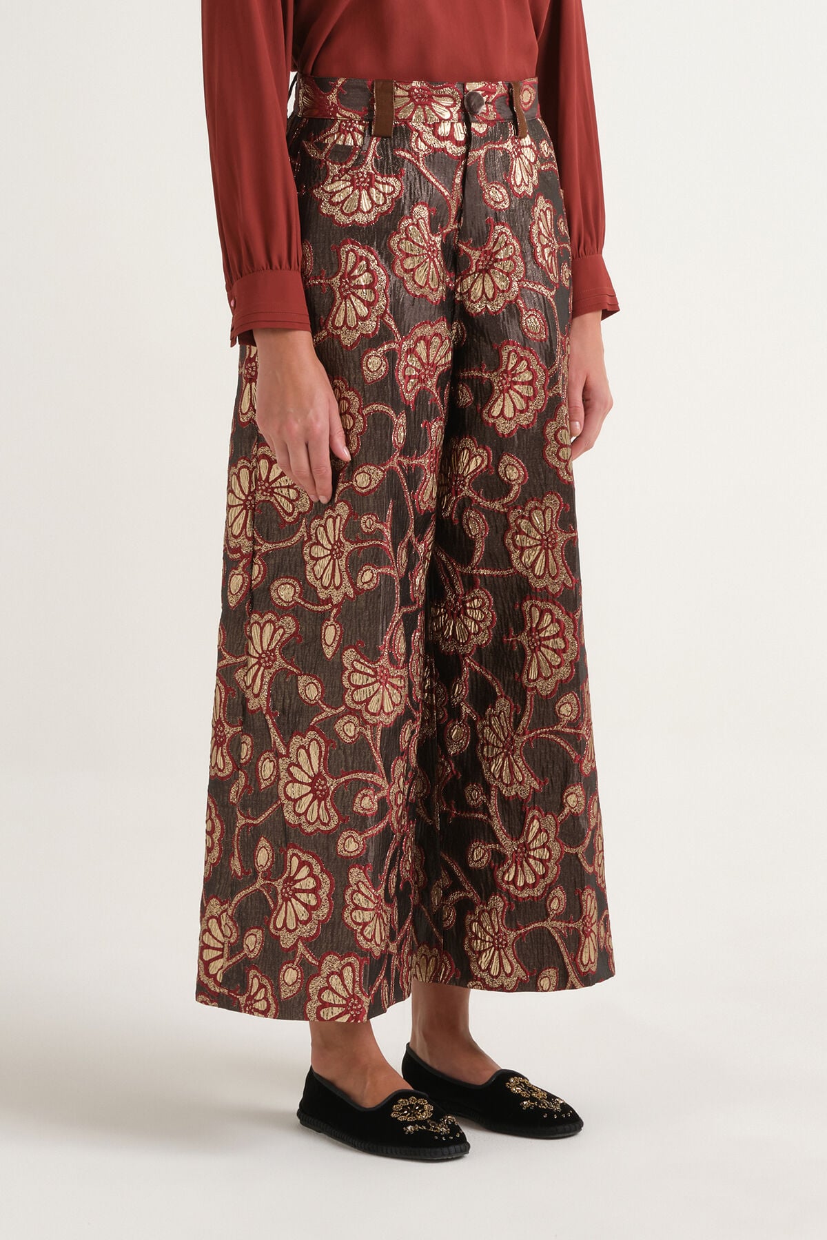 Maliparmi GILDED GARDEN TROUSER Burgundy JH804050680 Maliparmi GILDED GARDEN TROUSER Burgundy JH804050680