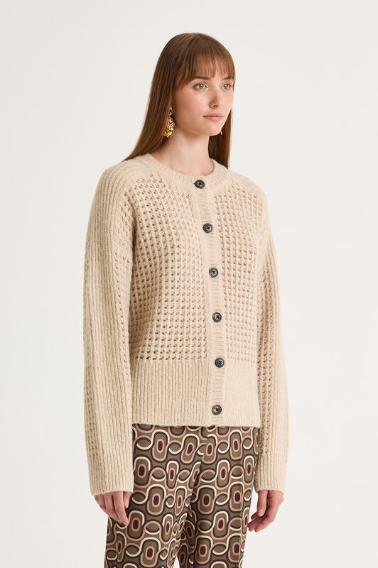 Maliparmi RECYCLE MERINO CARDIGAN Warm Beige JN369978203