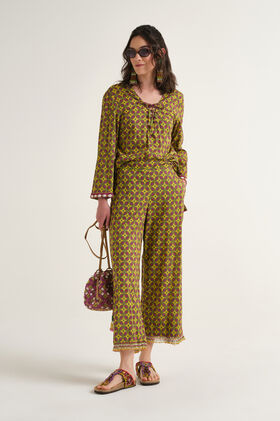 Malìparmi FLORAL SPIN TROUSERS Yellow JH805815215