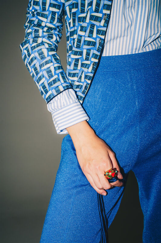 Maliparmi SHINY FLUID LUREX TROUSERS Cobalt Blue JH804678133