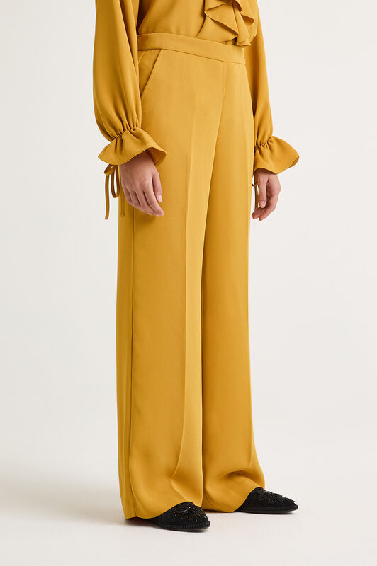 Maliparmi SABLÈ CREPE TROUSERS Mustard JH757950166