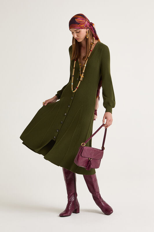 Maliparmi SCULPTUR RIB CARDIGAN Military Green JN370078204