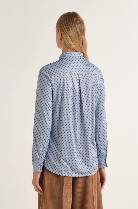 Maliparmi MICRO PRINT JERSEY SHIRT Light Blue JM556470654 Maliparmi MICRO PRINT JERSEY SHIRT Light Blue JM556470654