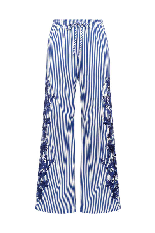 Malìparmi STRIPED FLEUR TROUSERS Night Blue JH805415222