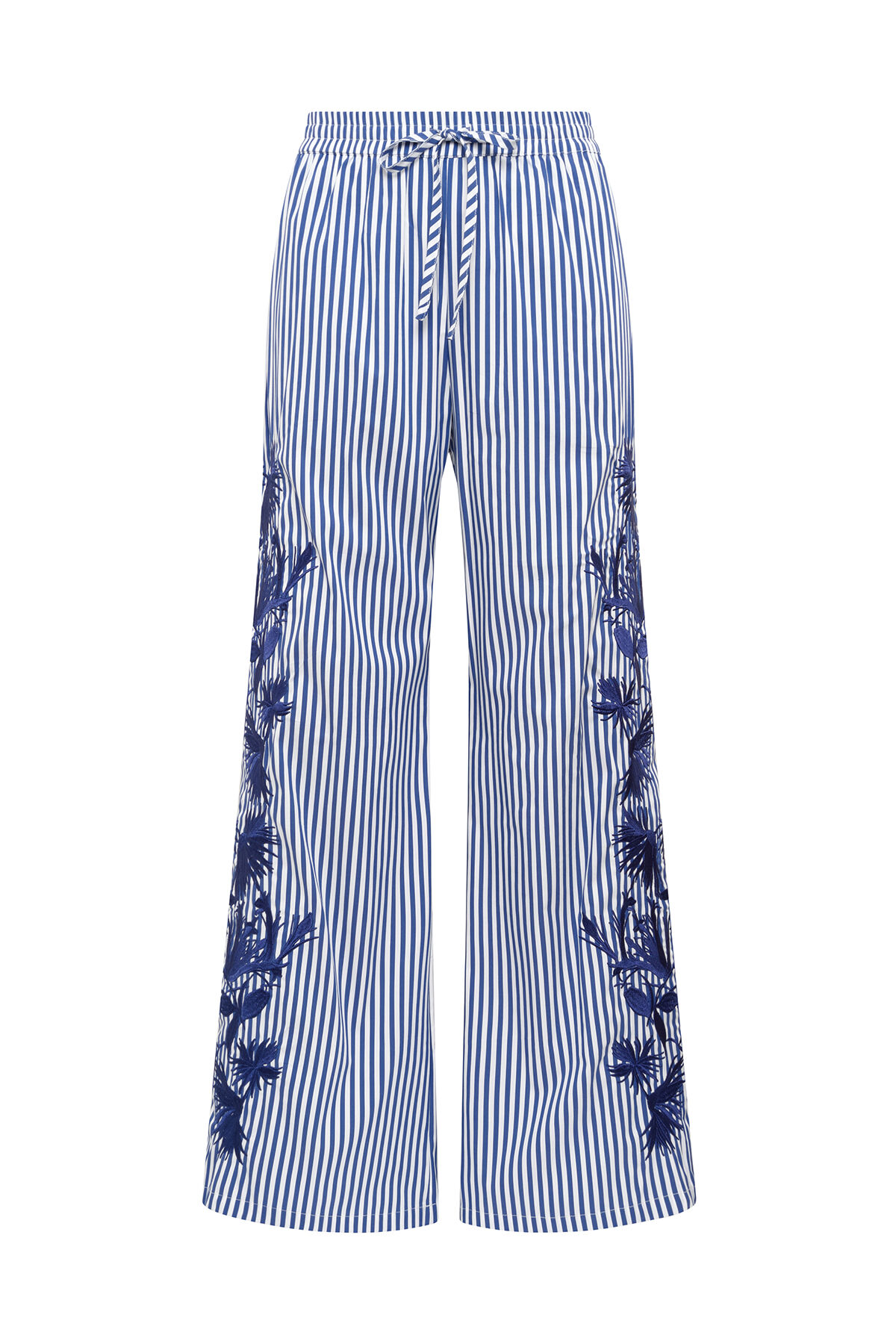 Malìparmi STRIPED FLEUR TROUSERS Night Blue JH805415222