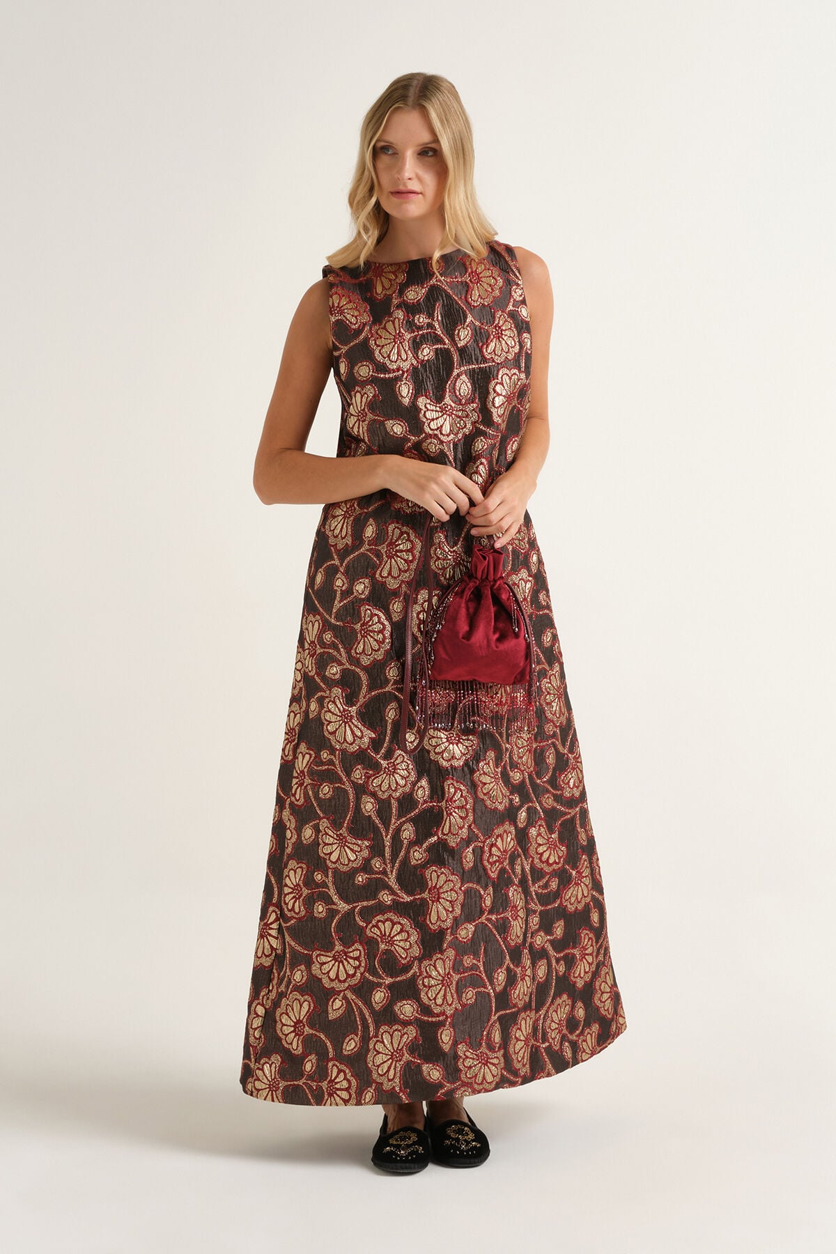 Maliparmi GILDED GARDEN DRESS Burgundy JF672850680