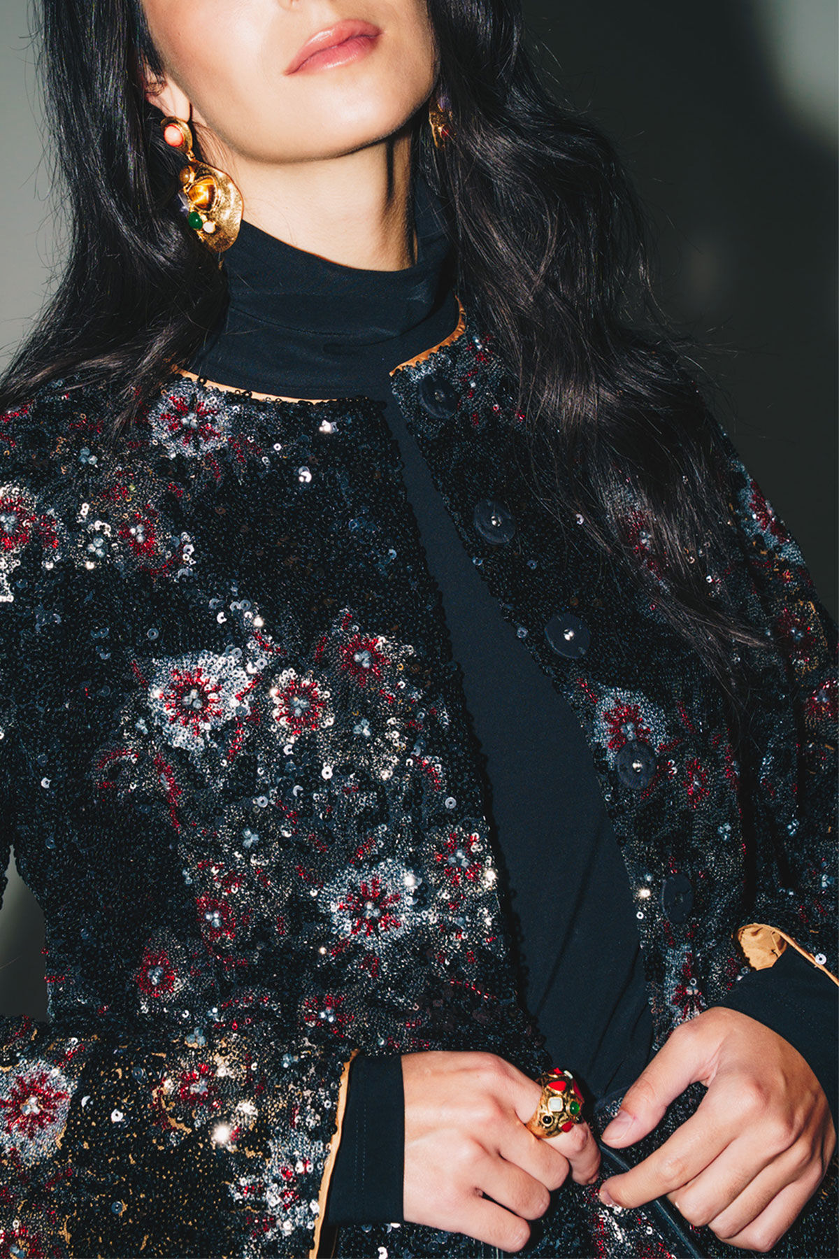 Maliparmi GIACCA SPARKLING FLOWERS Nero JD647350656