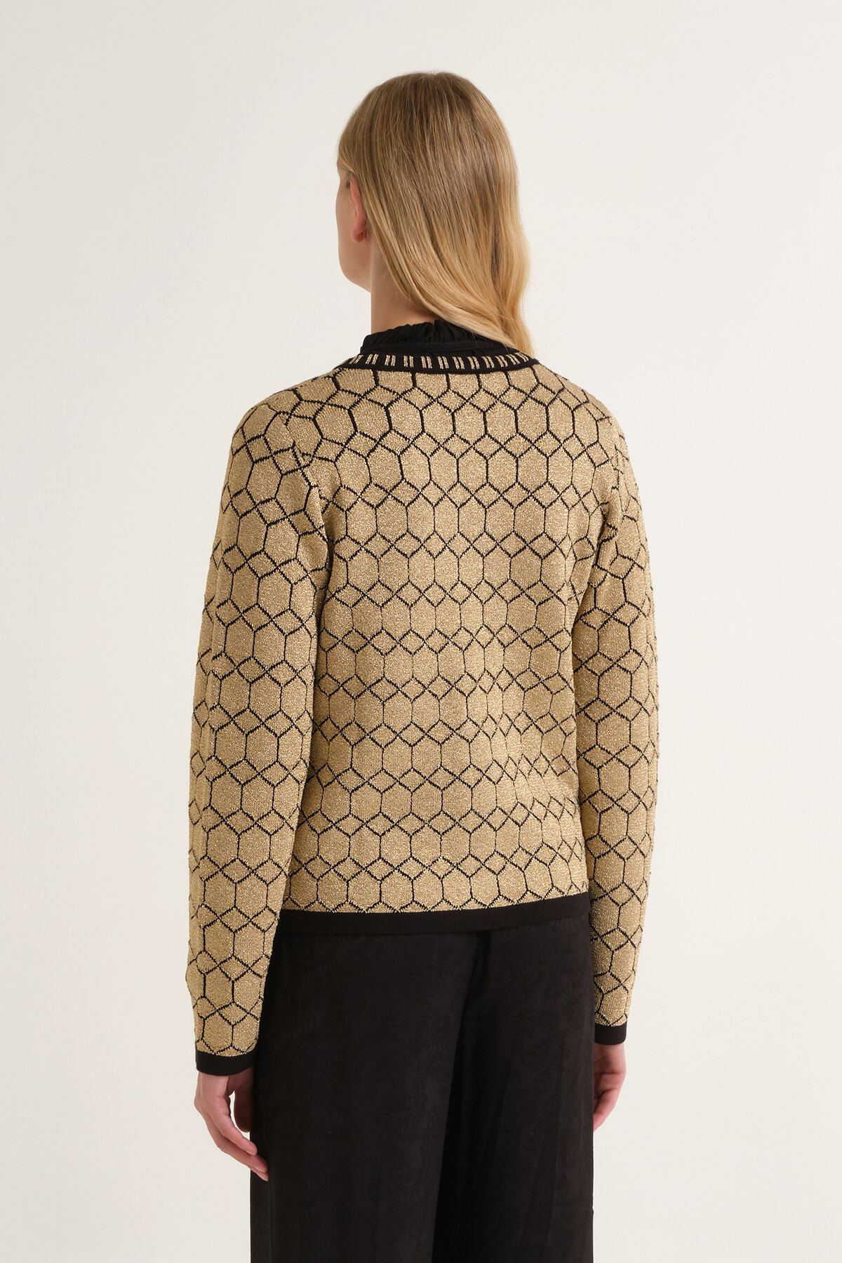Maliparmi CARDIGAN JACQUARD 3D Oro JN371478218 Maliparmi CARDIGAN JACQUARD 3D Oro JN371478218