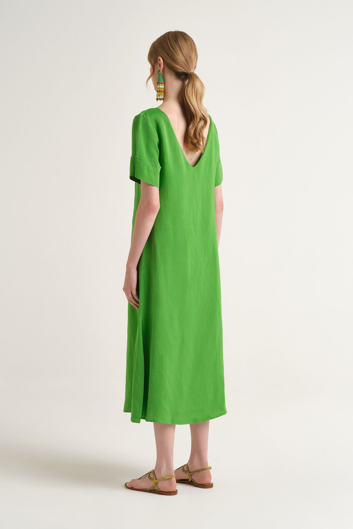 Malìparmi TIMELESS LINEN DRESS Grass Green JF670940106