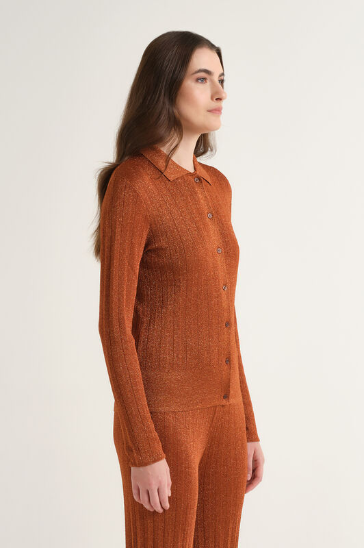 Maliparmi CARDIGAN LUREX RIB Cammello JN371078216