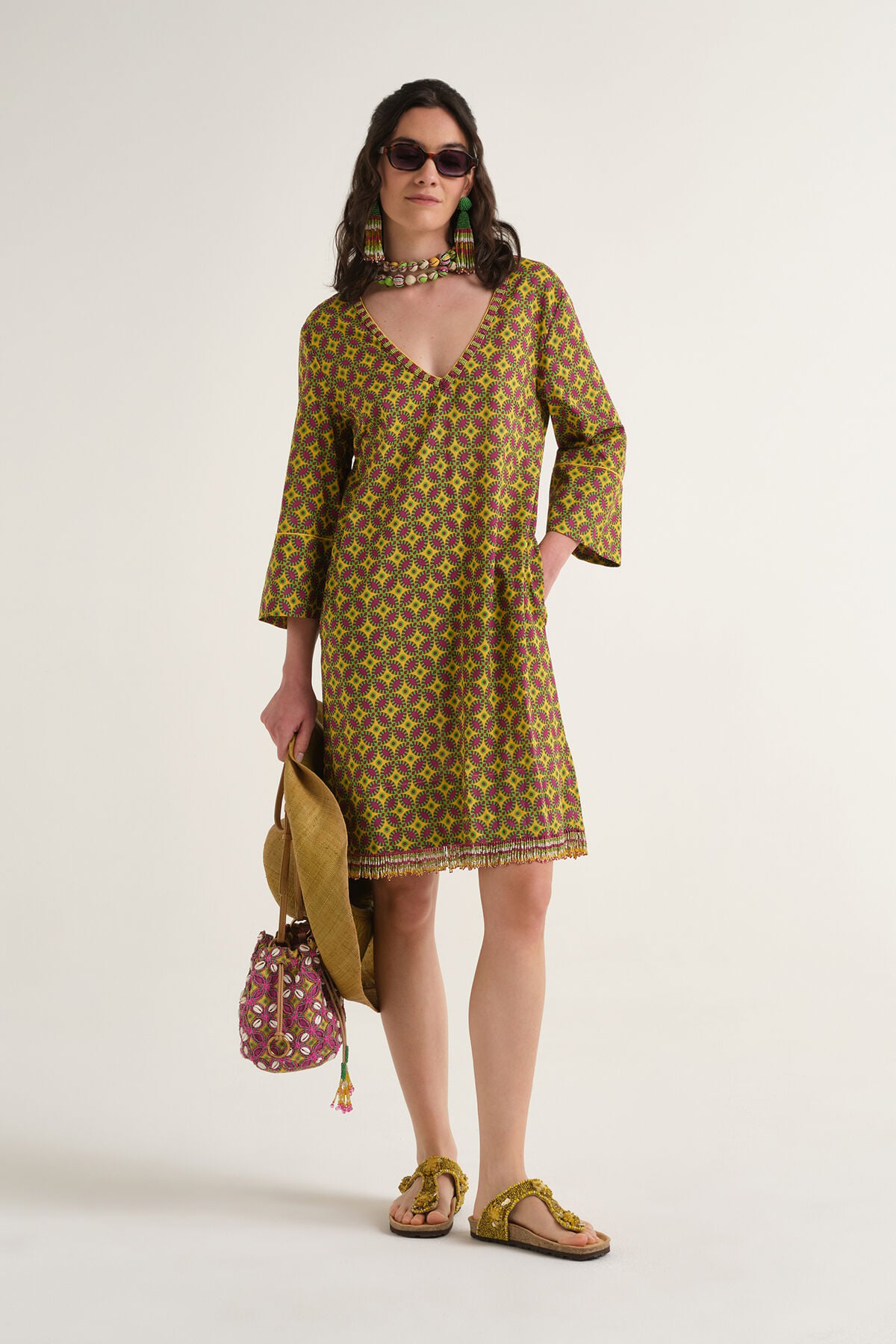 Malìparmi FLORAL SPIN DRESS Yellow JF669815215