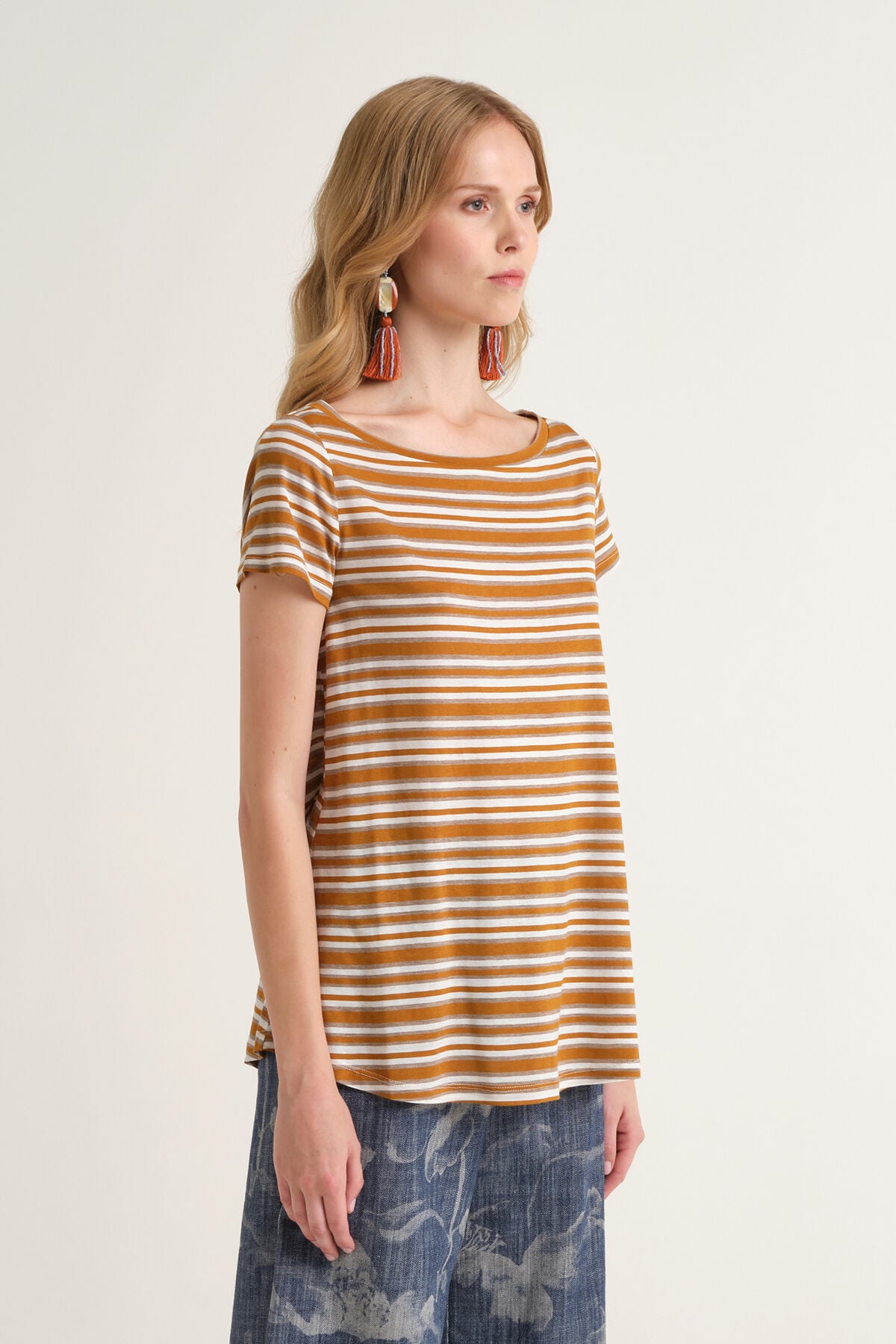 Malìparmi SUMMER STRIPES T-SHIRT Brown JK028170676