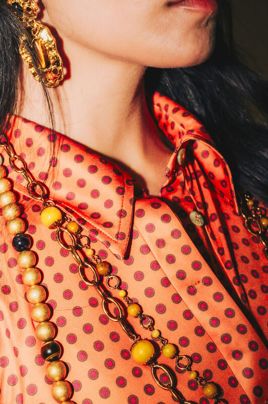 Maliparmi MICRO PRINT JERSEY SHIRT Orange JM556470654