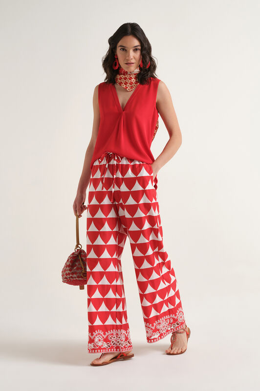 Malìparmi OPTICAL BRODERIE PANTALON Rouge JH807315216