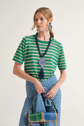 Malìparmi SUMMER LINEN T-SHIRT Green JK028278148