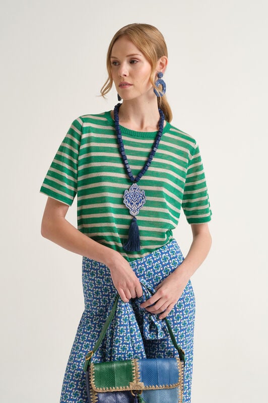 Malìparmi SUMMER LINEN T-SHIRT Green JK028278148