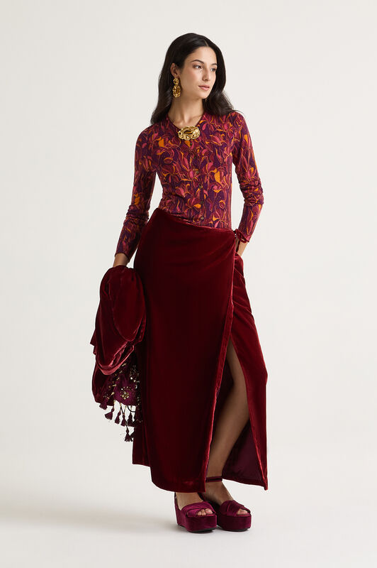 Maliparmi PRINTED KNIT CARDIGAN Bordeaux JN355178200