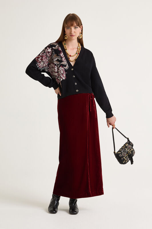 Maliparmi CARDIGAN FLOWER JACQUARD Nero JN370278206