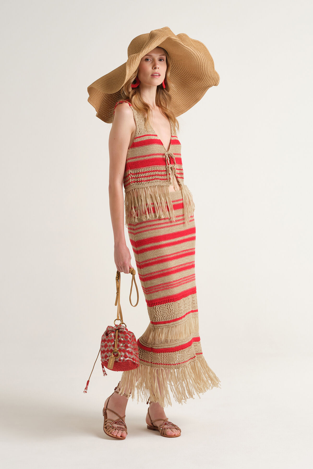 Malìparmi KNIT TAPE SKIRT Natural JG667678214 Malìparmi KNIT TAPE SKIRT Natural JG667678214