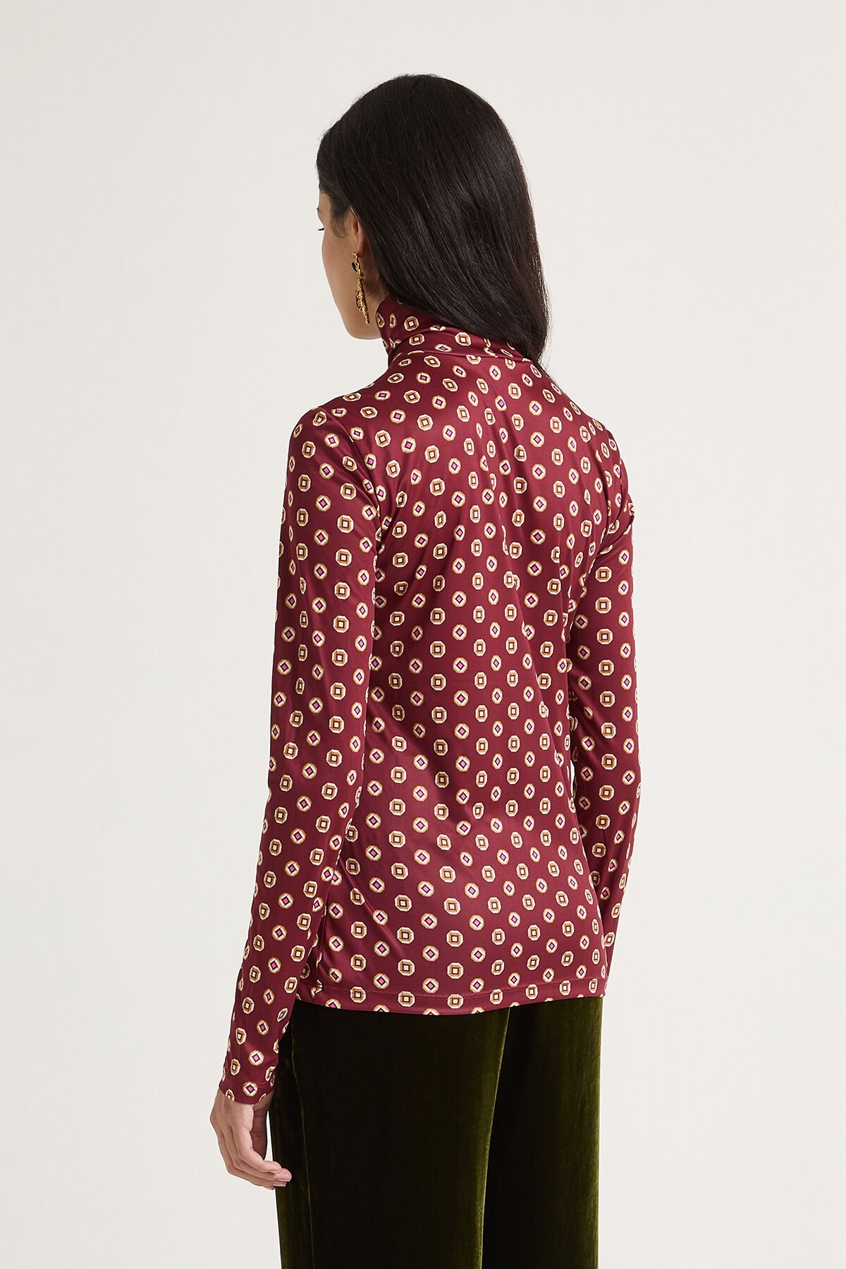 Maliparmi PRINT JERSEY T-SHIRT Bordeaux JK025570654