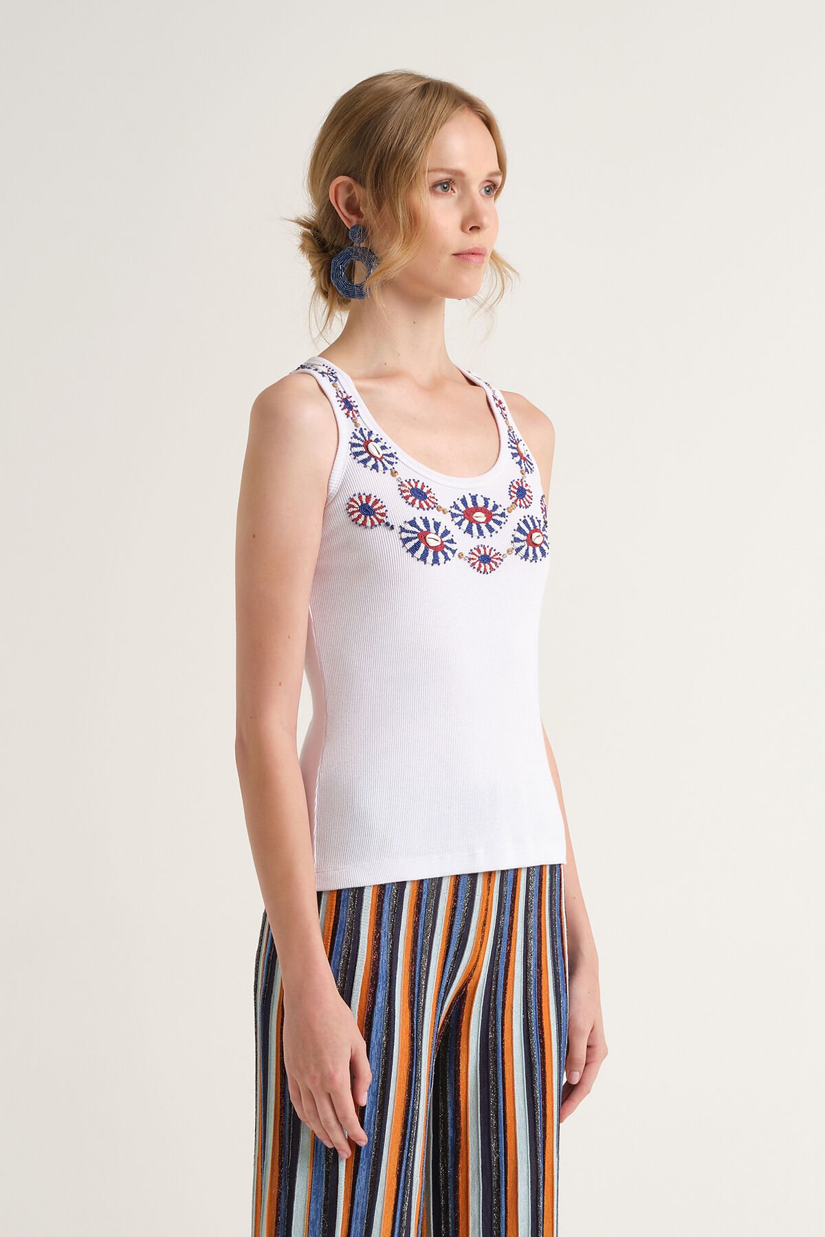 Malìparmi SPIN EMBROIDERY TANK TOP Blue JP552370669 Malìparmi SPIN EMBROIDERY TANK TOP Blue JP552370669