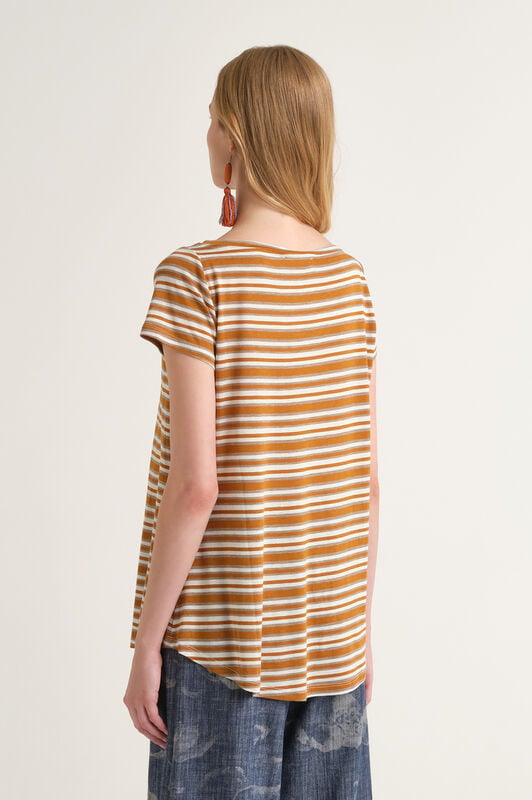 Malìparmi SUMMER STRIPES T-SHIRT Brown JK028170676