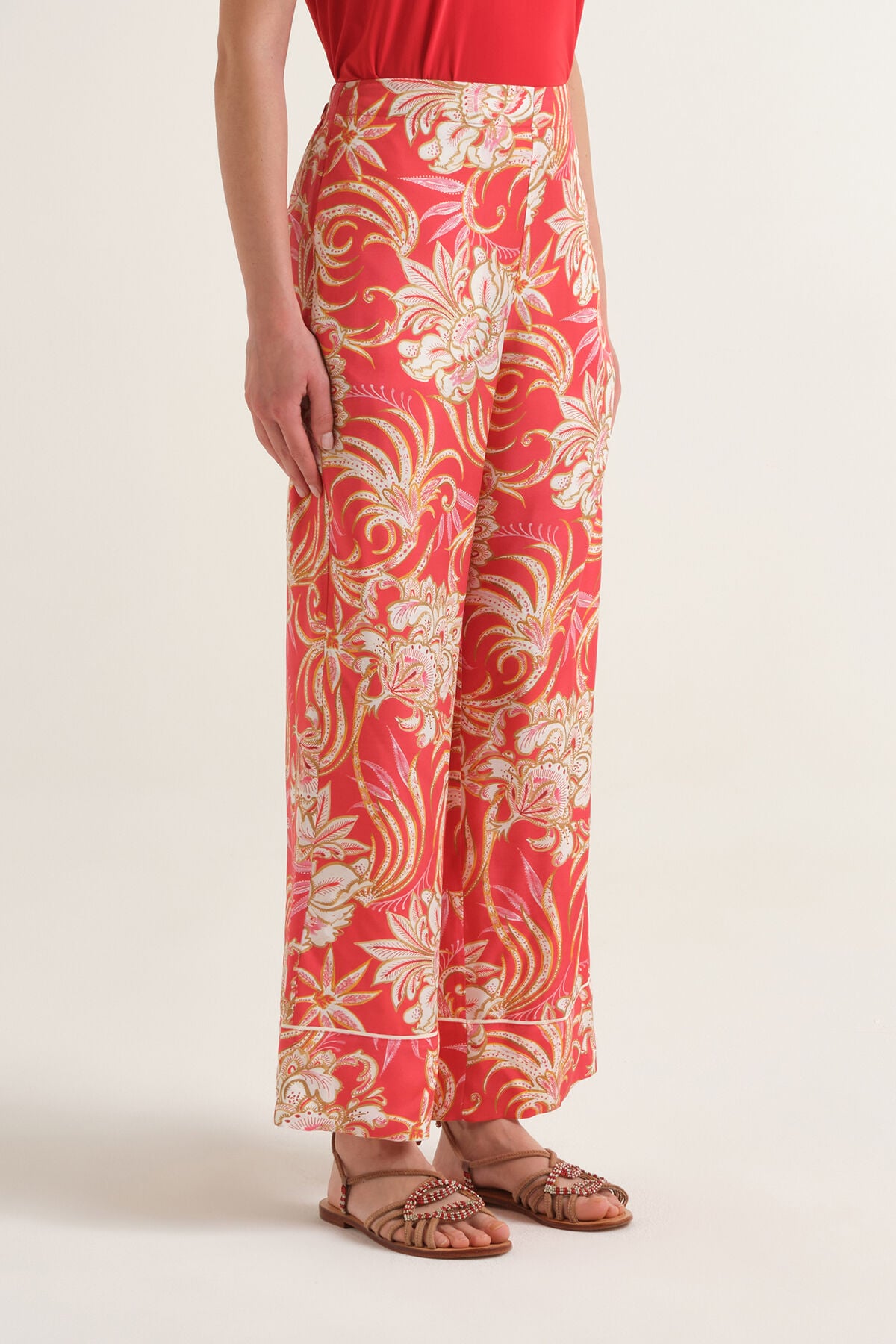 Malìparmi COLLECTION PRINT PANTALON Rouge JH807631027