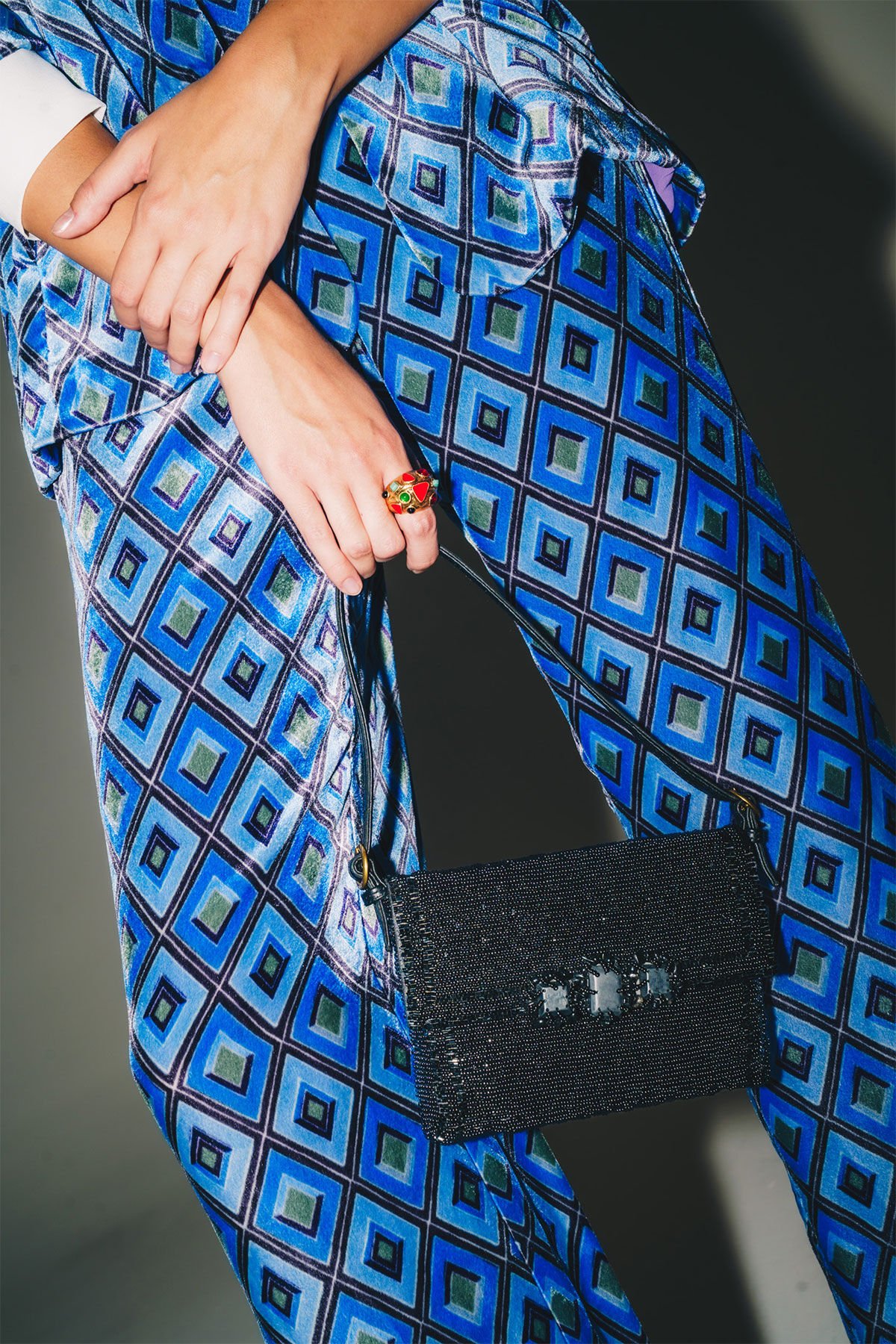 Maliparmi VELVET PRINTS TROUSERS Blue JH805260092