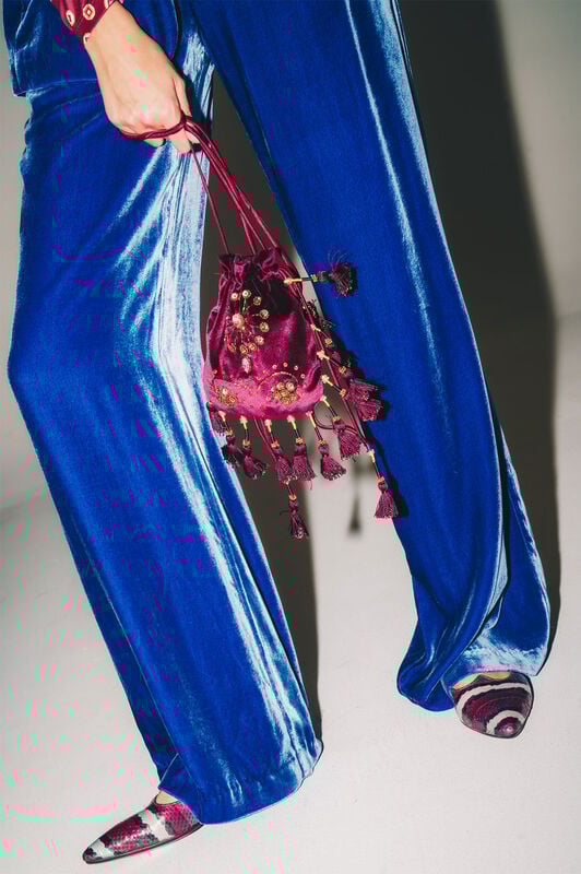 Maliparmi POUCH THE PRECIOUS VELVET Mosto OP009561039