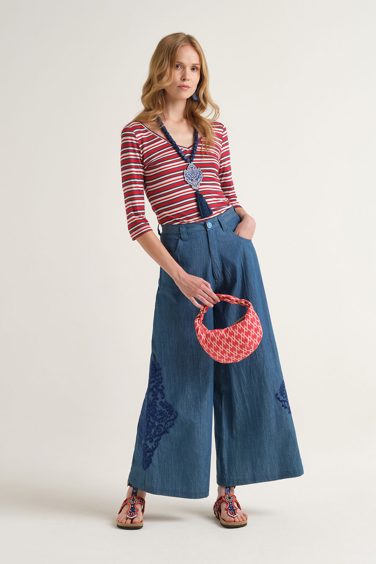 Malìparmi SUMMER STRIPES T-SHIRT Light Blue JK025270676