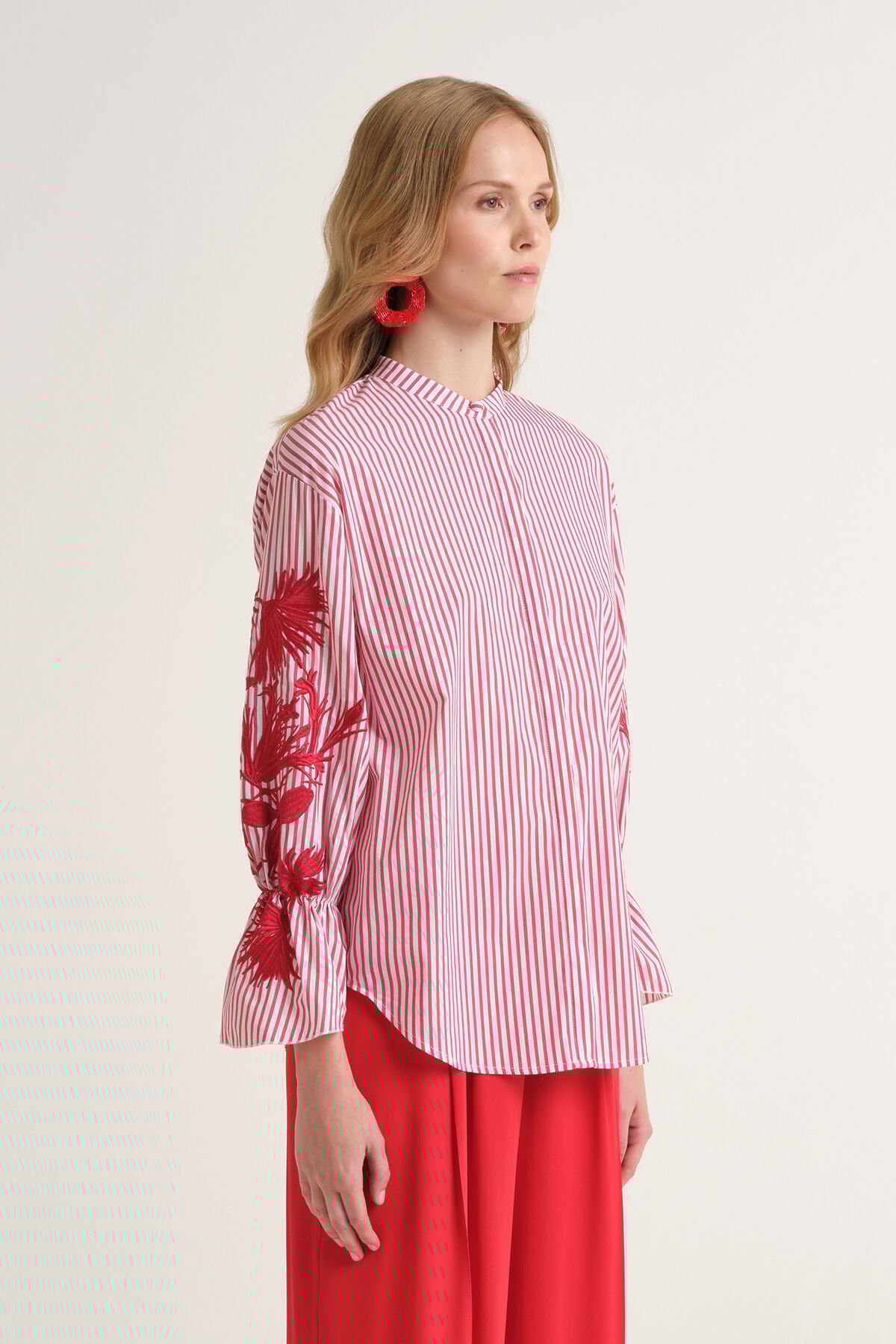 Malìparmi STRIPED FLEUR SHIRT Red JM558515222 Malìparmi STRIPED FLEUR SHIRT Red JM558515222