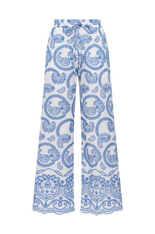 Malìparmi BRODERIE ANGLAISE TROUSERS Blue JH807315218
