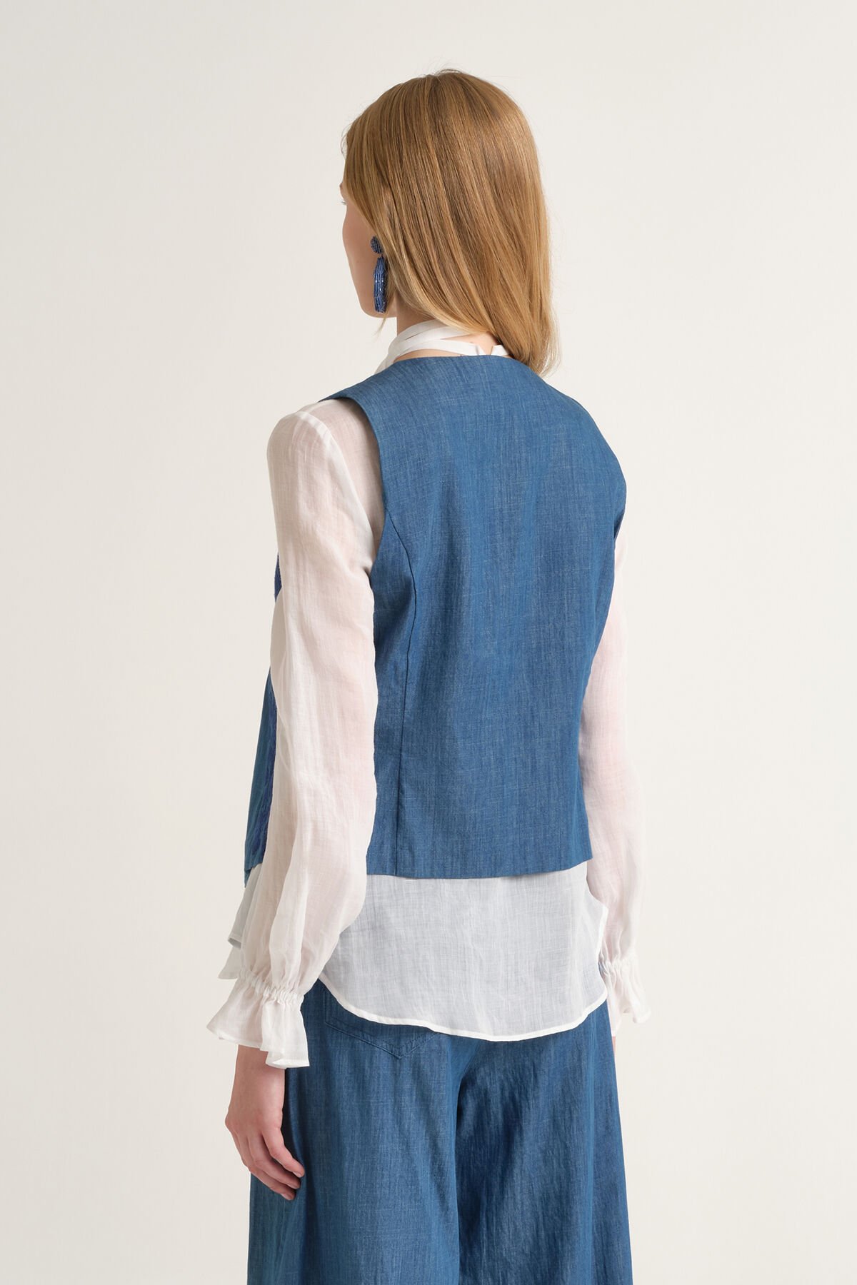 Malìparmi IKAT ON CHAMBRAY VEST Blue JE112810210 Malìparmi IKAT ON CHAMBRAY VEST Blue JE112810210