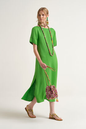Malìparmi TIMELESS LINEN DRESS Grass Green JF670940106