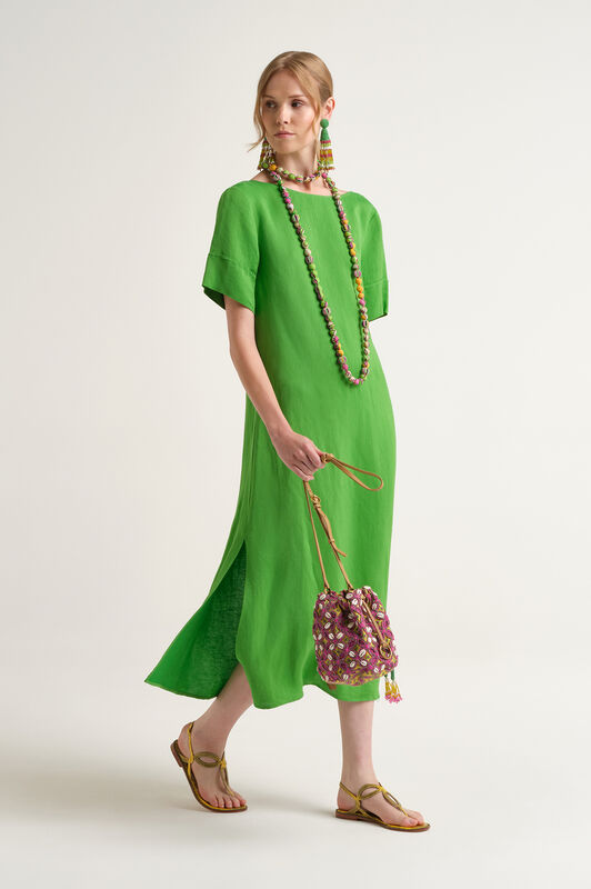 Malìparmi TIMELESS LINEN DRESS Grass Green JF670940106