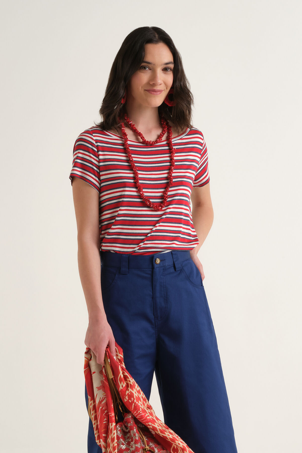 Malìparmi SUMMER STRIPES T-SHIRT Light Blue JK028170676 Malìparmi SUMMER STRIPES T-SHIRT Light Blue JK028170676
