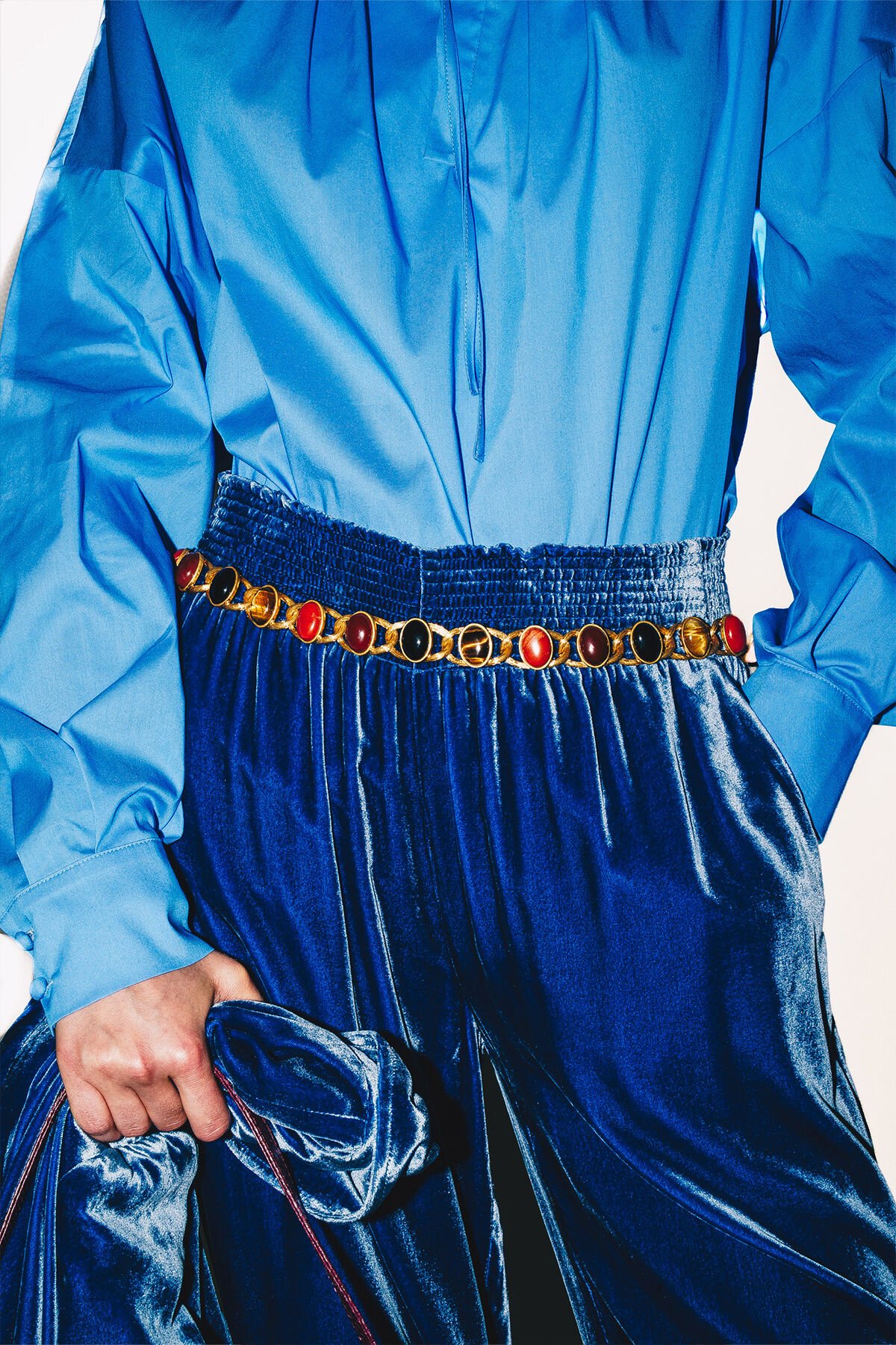 Maliparmi FLUID VELVET TROUSERS Light Bluette JH803561026