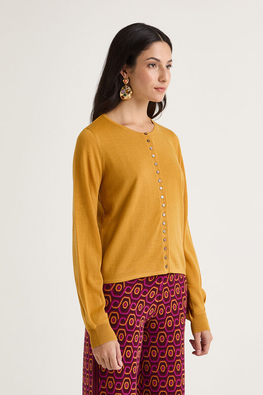 Maliparmi NEW MERINOS BLEND CARDIGAN Mustard JN369778199