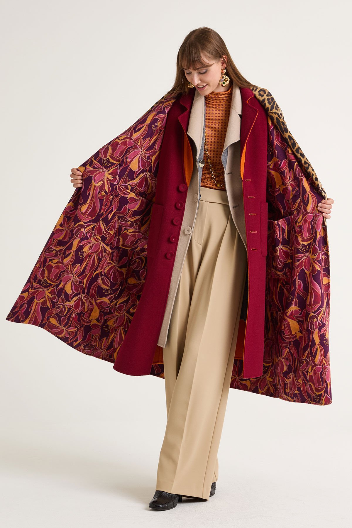 Maliparmi DOUBLE TROUBLE OVERCOAT Bordeaux JB538820292